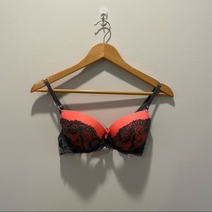 Pink and Grey Lace Push Up Bra